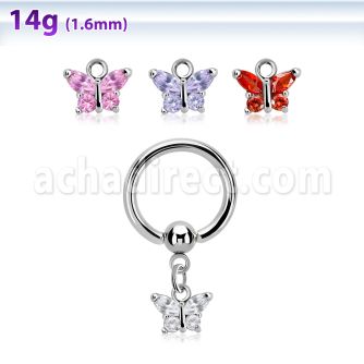 bcrgz589 aro bola presion acero 316l colgante mariposa zirconia mayorista