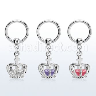 bcrgz590 aro acero quirurgico 316l bola presion colgante corona zirconia plata venta