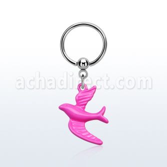 bcrs454 aro bola presion acero 316l pajaro pintado rosa colgado distribuidor