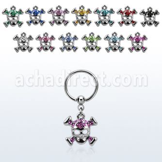 bcrssk4 aro bola presion acero 316l calavera cristal huesos cruzados distribuidor