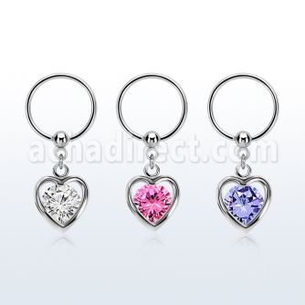 bcrsz419 aro bola presion acero 316l colgante corazon zirconia redonda medio plata distribuidor mayorista
