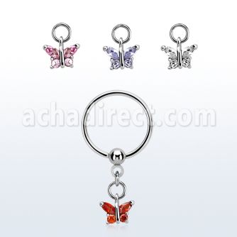 bcrsz589 aro bola presion acero 316l colgante mariposa zirconia distribuidor