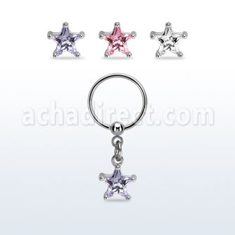 bcrszs6 aro acero quirurgico 316l bola presion colgante 6mm estrella zirconia plata al por mayor