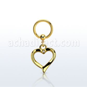 bcrtg666 aro bola presion acero 316l pvd dorado corazon colgado cristal claro mayorista