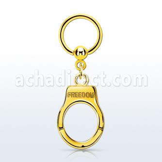 bcrtg765 aro bola presion acero 316l pvd dorado colgante esposas grabado freedom oro al por mayor