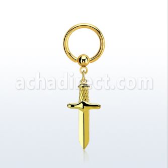 bcrtg768 aro bola presion acero chapado pvd dorado colgante punal colgante laton chapado oro
