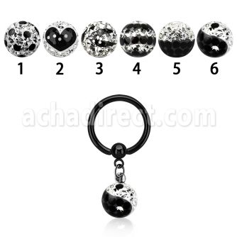 bcrtgfr aro bola presion acero 316l pvd negro bola multi cristal ferido 8mm ying yang distribuidor