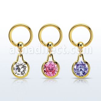 bcrtgz5 aro bola presion acero 316l pvd dorado colgante redondo zirconia medio oro venta