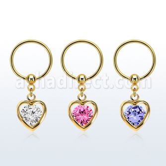 bcrtsz10 aro bola presion acero 316l pvd dorado colgante corazon zirconia redonda medio oro distribuidor mayorista