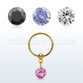 bcrtsz6 aro bola presion acero 316l pvd dorado zirconia redonda 6mm mayorista