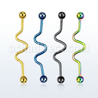 bdat14 barbell industrial zig zag acero quirurgico anodizado bolas 5mm mayorista