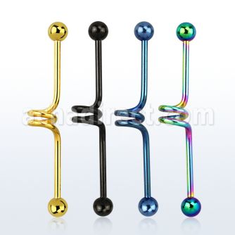 bdct14 barbell industrial espiral acero quirurgico anodizado bolas 5mm distribuidor