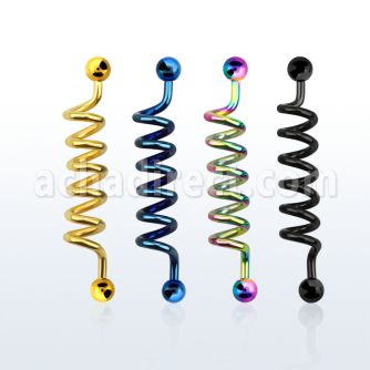bdtd14 barbell industrial espiral acero quirurgico anodizado bolas 5mm distribuidor