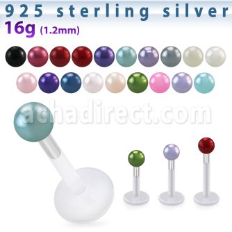 bilbpr labret bio flexible transparente plateada bola perla falsa 3mm distribuidor mayorista