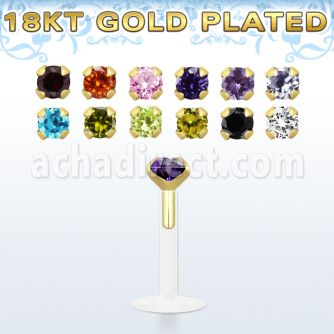 bilz3rg labret bio flexible transparente plata 925 oro 18 kts zirconita redonda 3mm venta