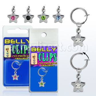 blcp398 piercing falso clip ombligo estrella unico cristal centro 1 pieza al por mayor