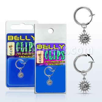 blcp726 clip ombligo falso sol liso colgado rodio 1 pieza mayorista