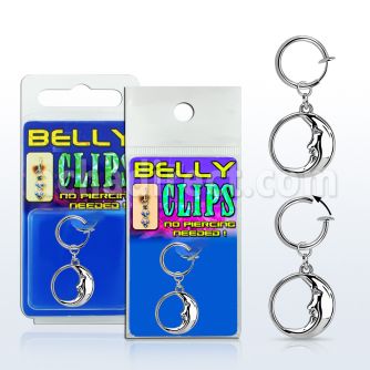 blcp733 piercing falso clip ombligo luna durmiente rodio 1 pieza mayorista