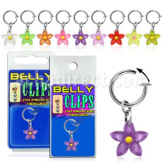 blcpt102 piercing falso clip ombligo elegante flor acrilica 1 pieza al por mayor