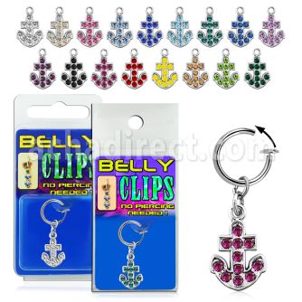 blcpt51 piercing falso clip ombligo ancla cristal 1 pieza venta