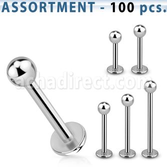 blk03a surtido piercings 100 labrets acero quirurgico bola 3mm venta