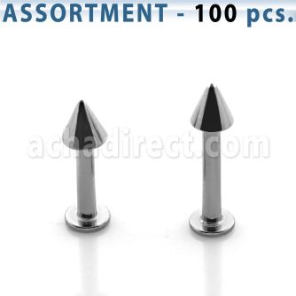 blk04c surtido piercings 100 labrets acero quirurgico cono 4mm distribuidor mayorista