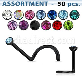 blk176 surtido piercings 60 piercing nariz l acero quirurgico anodizado cristal redondo venta