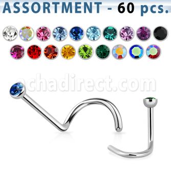 blk206 surtido piercings 60 piercing nariz l acero quirurgico cristal redondo al por mayor