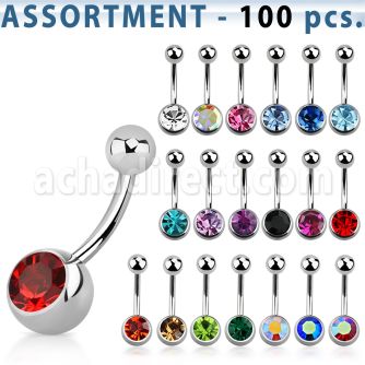blk20b surtido piercings 100 piercings ombligo acero quirurgico bola joya bisel 8mm bola acero liso 5mm mayorista