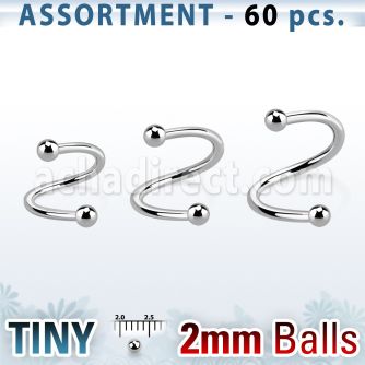 blk219c surtido piercings 60 espirales acero quirurgico 1mm bolas 2mm venta