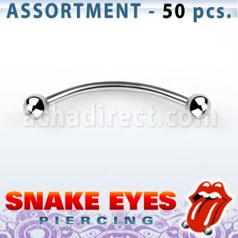 blk225 surtido piercings 50 bananas ombligo acero 316l piercing ojo serpiente bolas joya bisel 3mm distribuidor