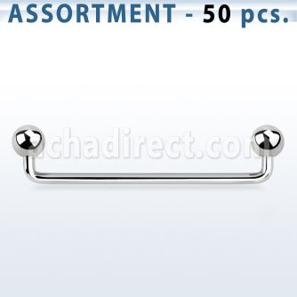 blk227 surtido piercings 50 barbells superficiales industriales variados 90 grados bolas 5mm venta