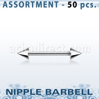 blk230 surtido piercings 50 surtidas barbells pezon acero quirurgico conos 4mm mayorista