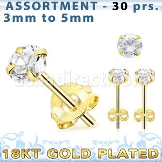 blk266s surtido piercings plata 30 pares piercings oreja plata esterlina 925 oro 18 kts zirconia redondas mayorista