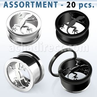blk313 surtido piercings 24 dilataciones tunel tornillo acero brillo espejo acero anodizado lagarto al por mayor