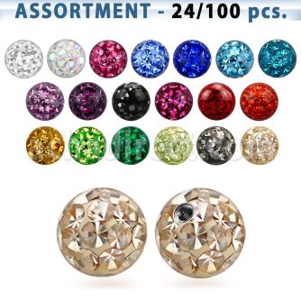 blk317 surtido piercings 24 100 bolas multi cristal 5mm rosca . el precio es tan bajo como 1 34$ por pieza al por mayor
