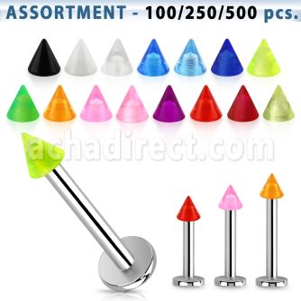 blk347 surtido piercings surtido labrets acero quirurgico conos acrilico uv 3mm 8mm mayorista