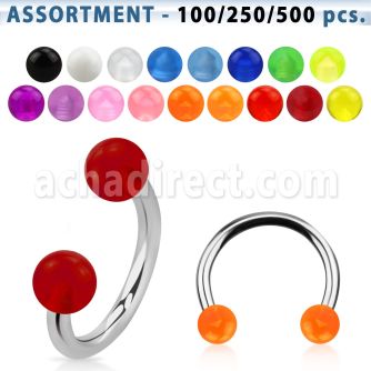 blk350 surtido piercings barbells circulares acero quirurgico variados bolas acrilico uv 3mm 8mm venta