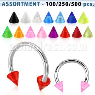 blk351 surtido piercings barbells circulares acero quirurgico variados conos acrilico uv 3mm 8mm al por mayor