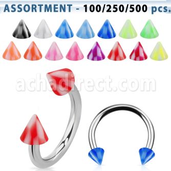 blk384 surtido piercings barbells circulares acero quirurgico variados conos acrilicos cuadros 3mm 8mm mayorista