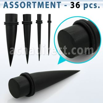 blk387 surtido piercings 36 expansores madera areng anillo goma al por mayor