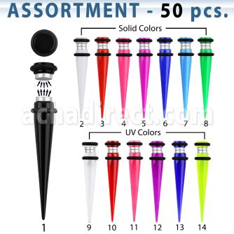 blk420 surtido piercings 50 expansores falsos magneticos acrilico uv anillos goma mayorista