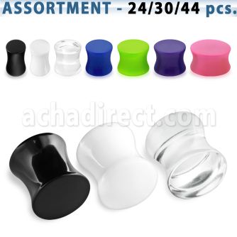 blk441 surtido piercings 44 24 dilataciones plug doble flare acrilico colores solidos mayorista