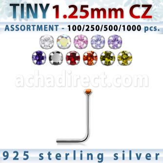 blk520 surtido por mayorpiercing nariz l plata esterlina 925 0 6mm zirconia redonda 1 25mm al por mayor