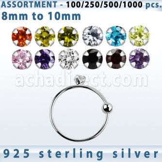 blk544 surtido por mayor aros nariz plata aros nariz plata 925 0 6mm bola cierre zirconia redonda 2mm 8mm 10mm distribuidor