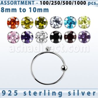 blk545 surtido por mayor aros nariz plata aros nariz plata 925 0 6mm bola cierre zirconia redonda 1 5mm 8mm 10mm mayorista