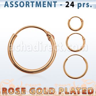 blk556 surtido piercings 24 pares aros oreja agujero plata esterlina 925 oro rosa 18 kts al por mayor