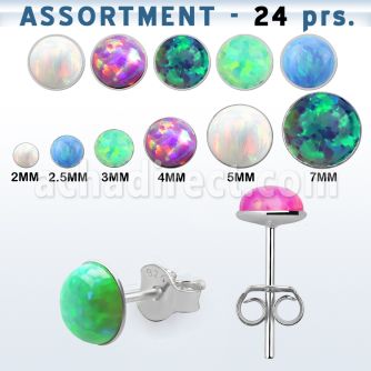 blk577 surtido piercings 24 pares piercings oreja plata esterlina 925 opalo redondo venta
