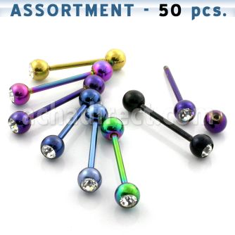 blk77 surtido piercings 50 surtidas barbells lengua acero quirurgico pvd bola joya 6mm bola acero 6mm inferior mayorista