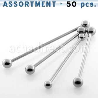 blk99 surtido piercings 50 barbells industriales acero quirurgico bolas 5mm mayorista